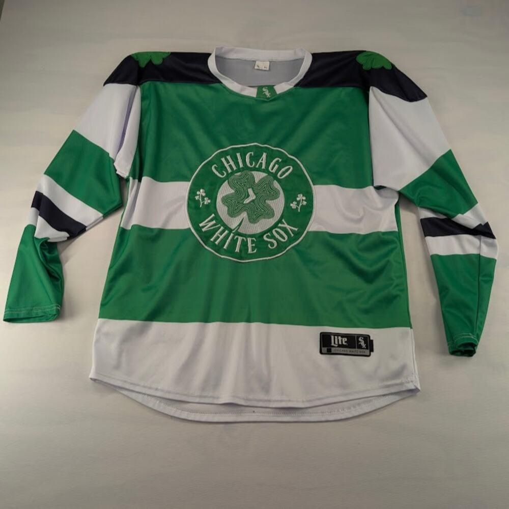Chicago White Sox St. Paddy's Day Miller Lite Promo Hockey Jersey Men's XL